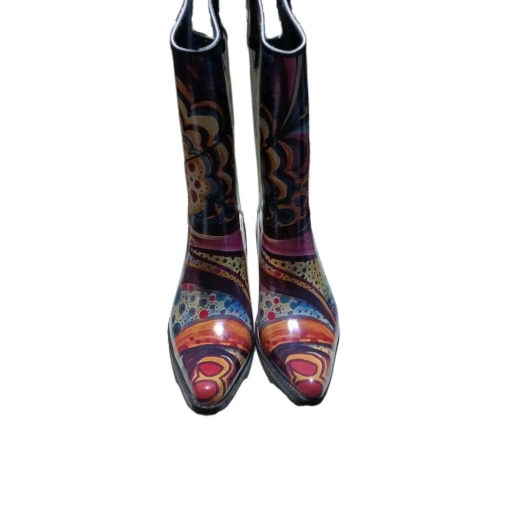 Corkys Rain Boots Womens Size 5 Rubber Rodeo Western Fashion Multicolor